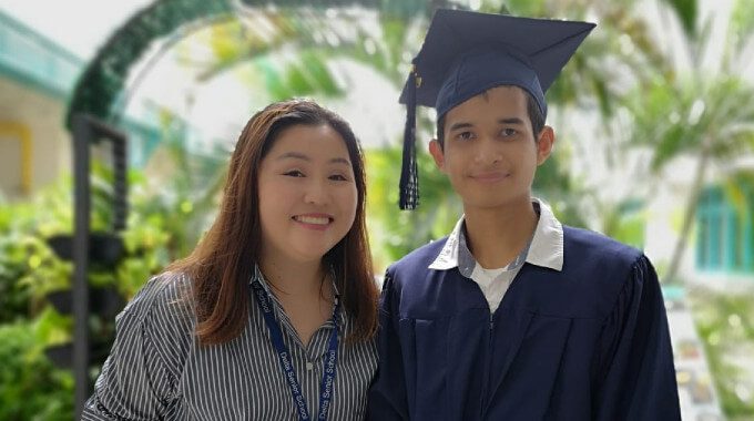 Farhat At His Graduation With Ms Goh Wei Tin