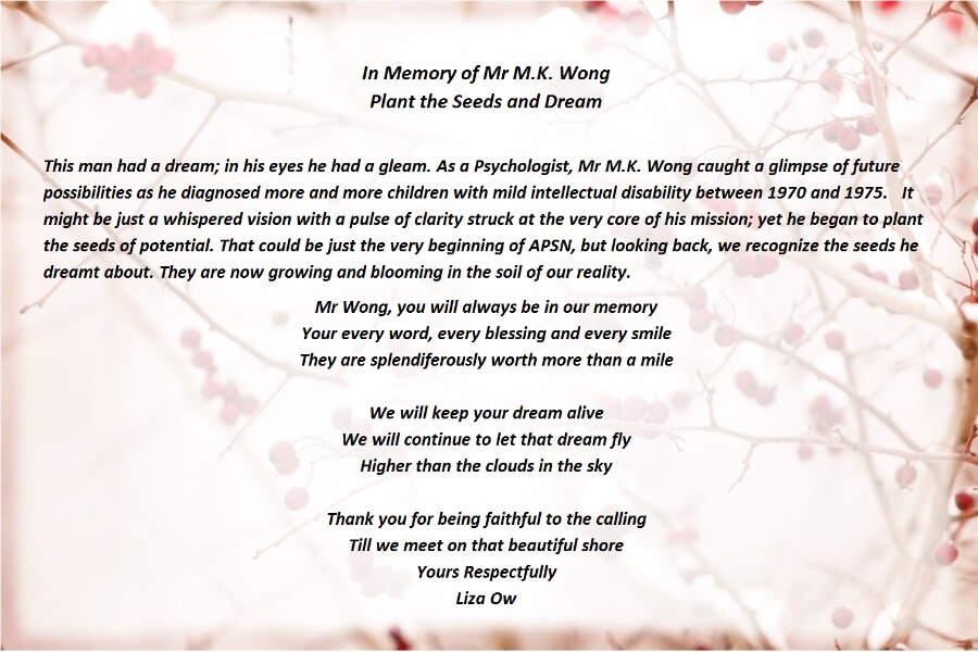 Tribute to Mr M K Wong